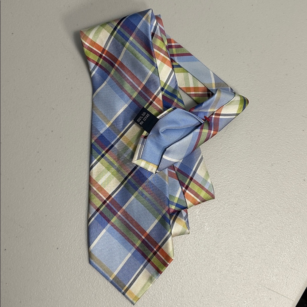 Tommy Hilfiger Plaid Silk Tie 58” Blue Green